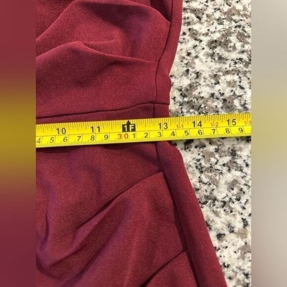 Miusol Women’s Retro Ruffle Slim Work Pencil Dress Burgundy Red Size Small Midi - Picture 13 of 16